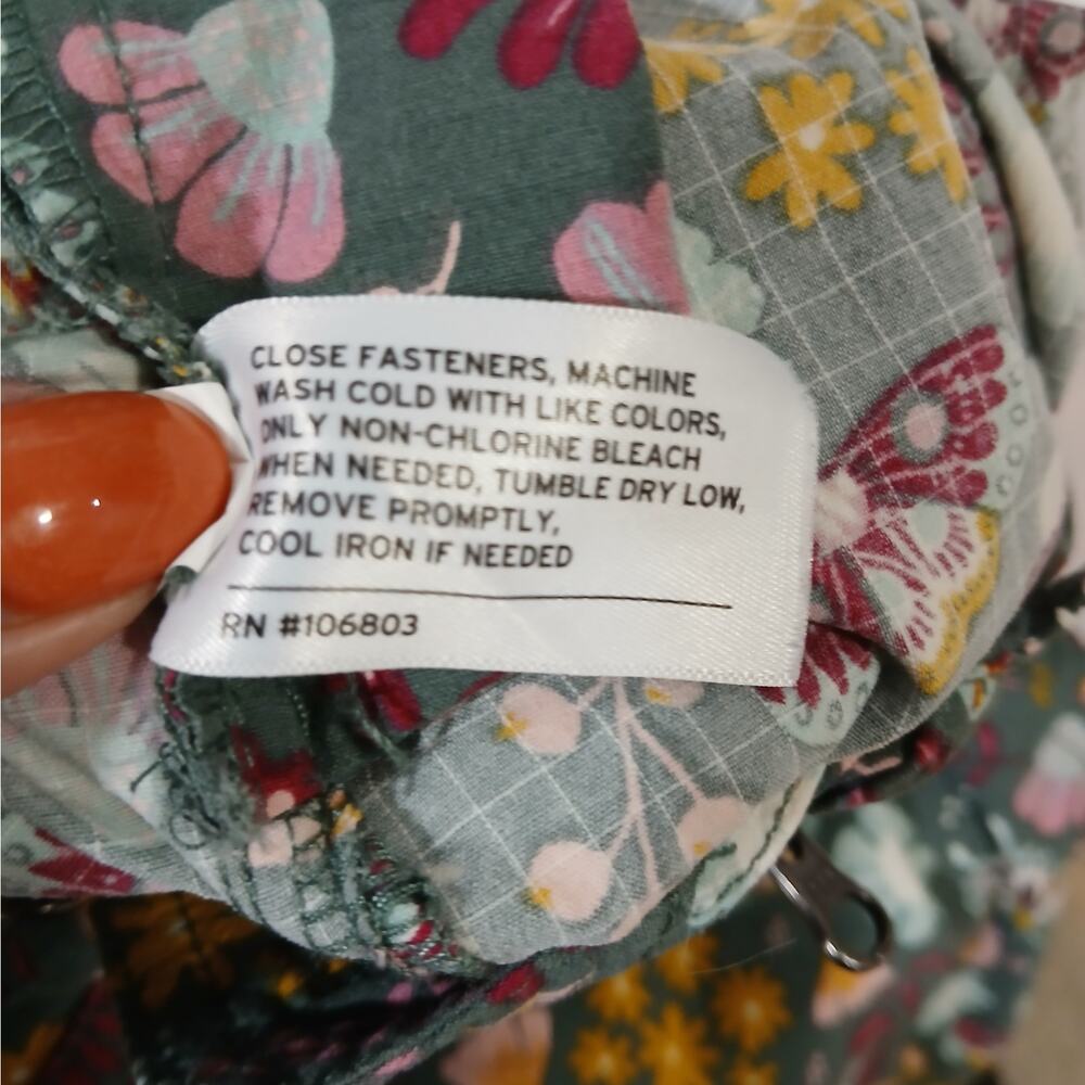 DULUTH TRADING Heirloom Gardening Bib Overalls XXS 31 NWT Fir Butterfly Floral - Picture 12 of 13